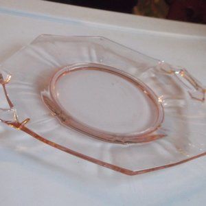 vintage pink depression glass serving plate.